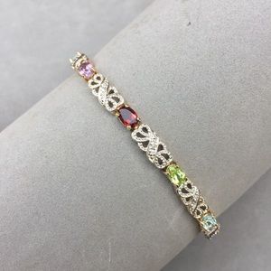 COPY - Han multi gemstone vermeil gold sterling silver diamond accent tennis br…